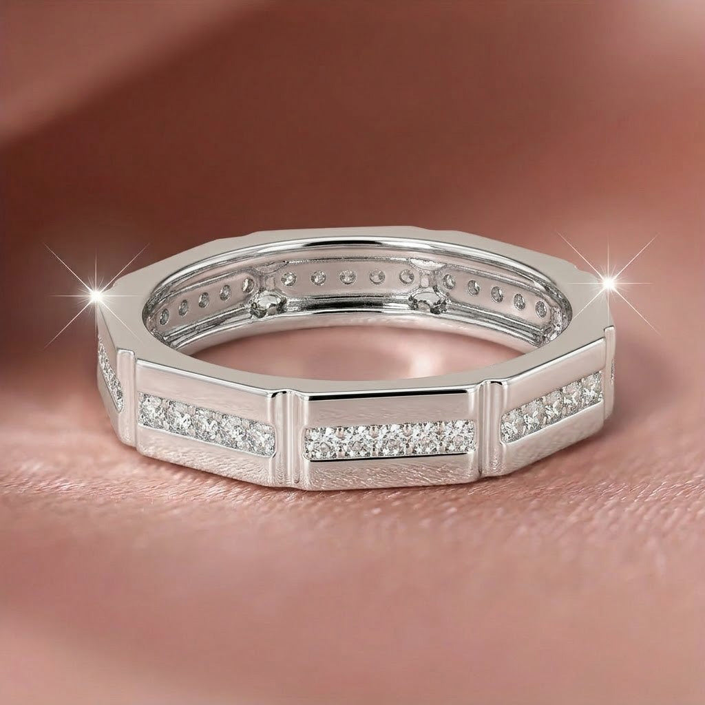 Segmented Pavé Geometric Band