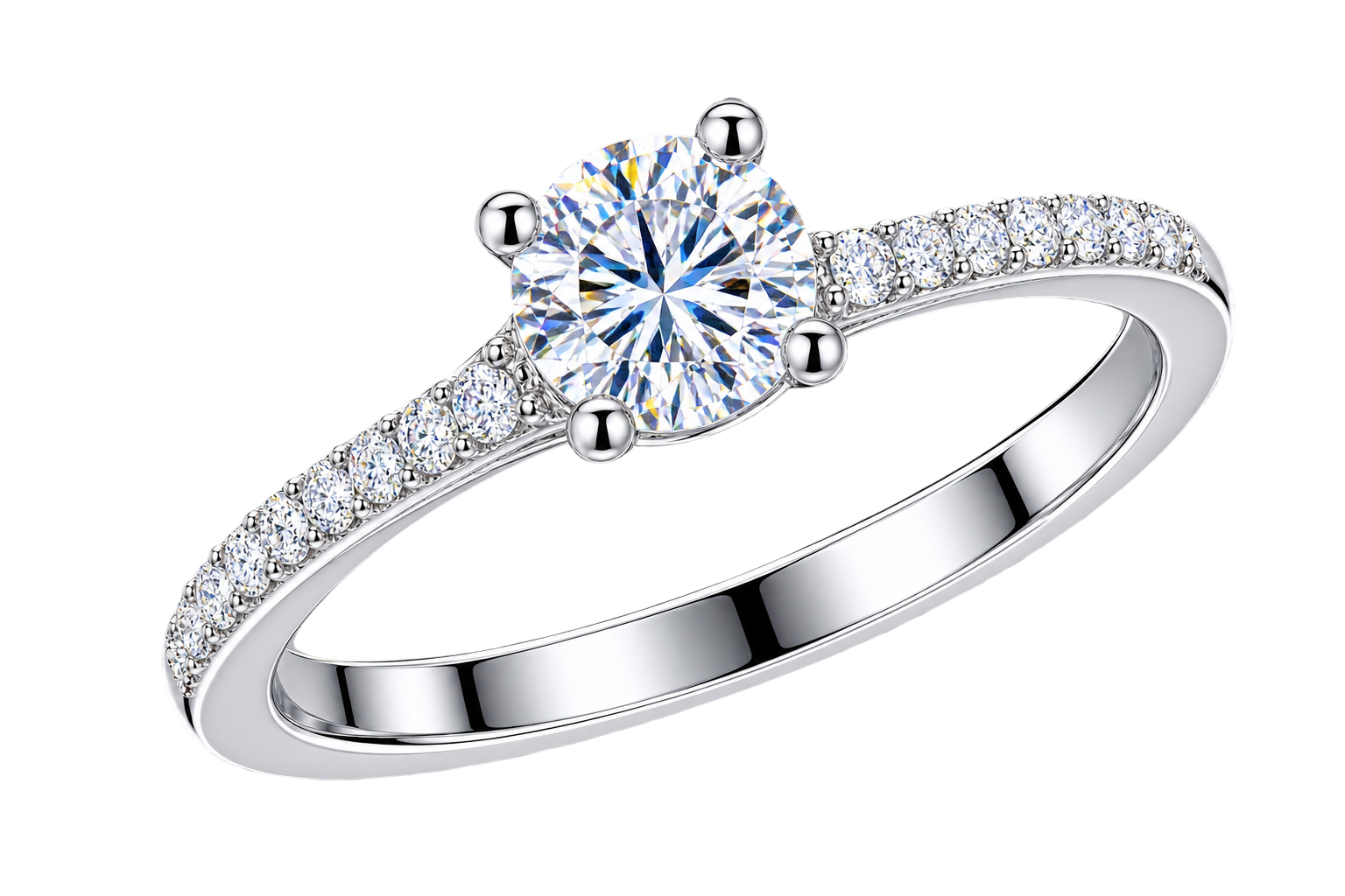 Radiant Pavé-Accented Round Solitaire Ring