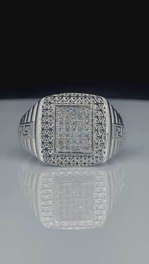 Imperial Textured Square 925 Silver Ring