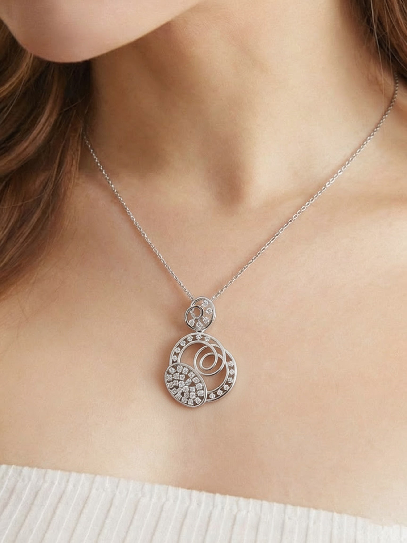 Abstract Swirl Pavé Statement Pendant