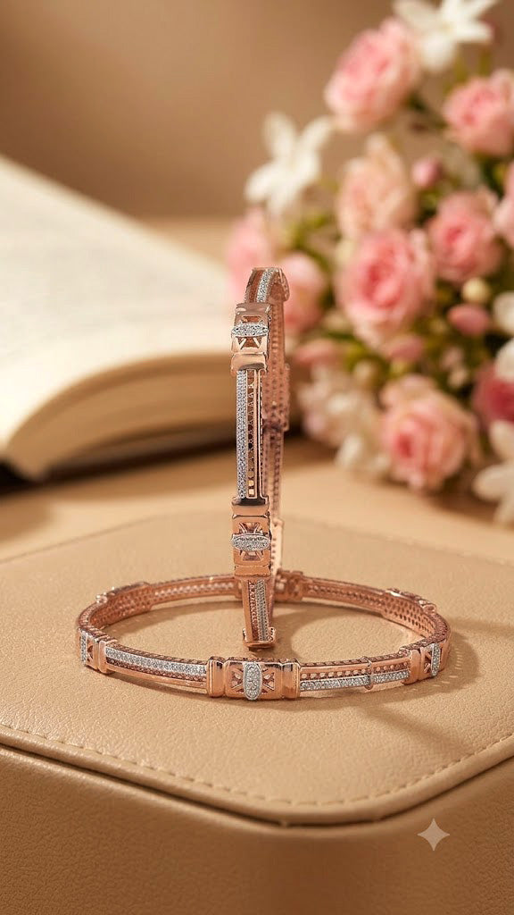 Modern Pavé-Line Diamond Accent Bangles